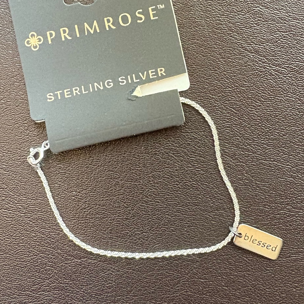 Primrose Sterling Silver Bracelet with “blessed” Charm